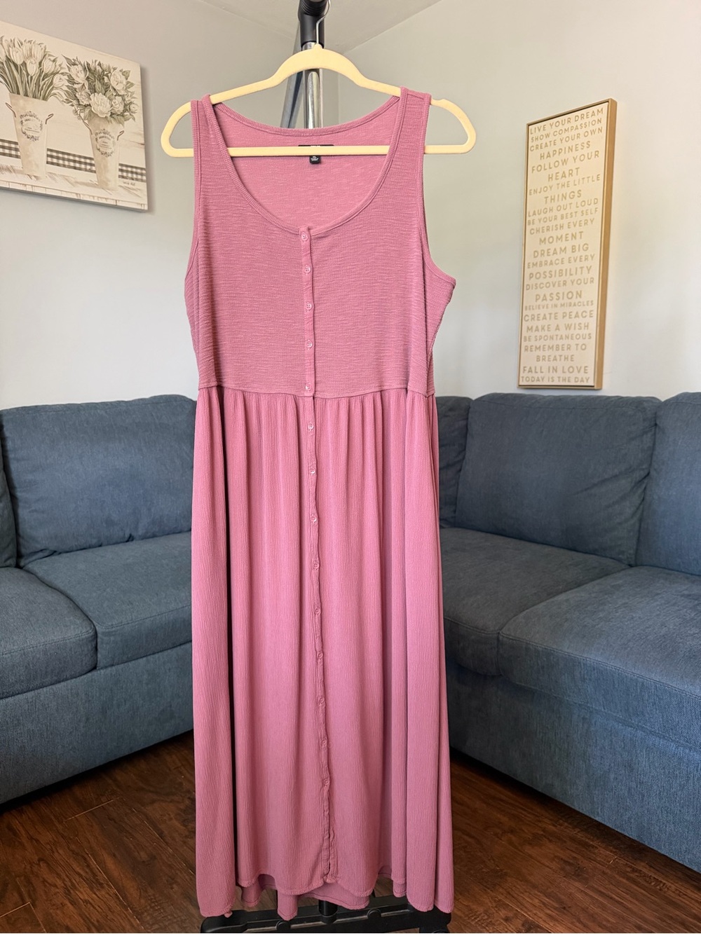 Frye Sleeveless Button-Front Maxi Dress in Mauve Pink